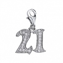 925 Sterling Silver CZ 21 PENDANT