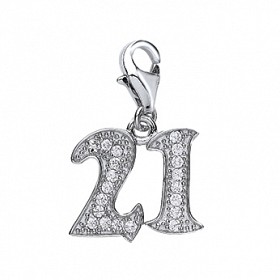 925 Sterling Silver CZ 21 PENDANT