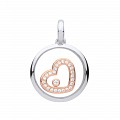 925 Sterling Silver & Rose Gold Plated Glass Floating CZ Heart Pendant
