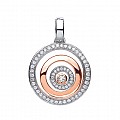 925 Sterling Silver & Rose Gold CZ Glass Circle Pendant With Floating CZ