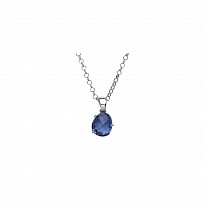 925 Sterling Silver RH BLUE TOPAZ COCKTAIL PENDANT W/CHAIN