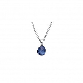 925 Sterling Silver RH BLUE TOPAZ COCKTAIL PENDANT W/CHAIN