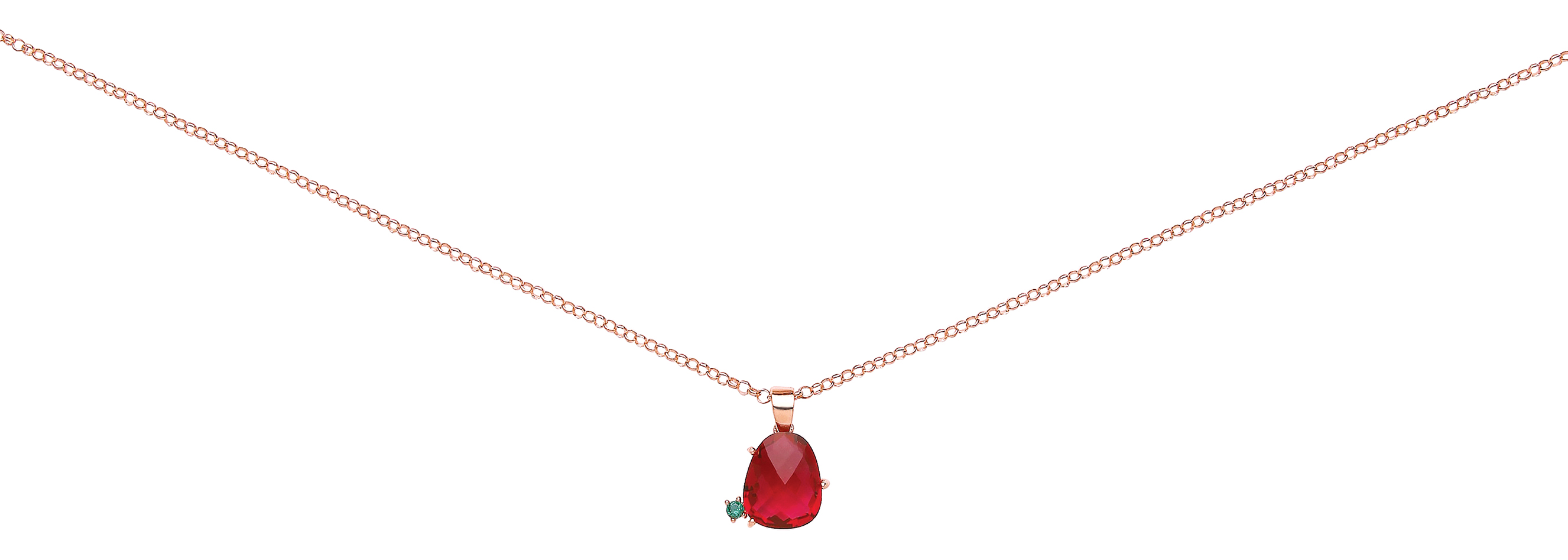 ROSE PLATED 925 Sterling Silver RUBY COCKTAIL PENDANT W/CHAIN