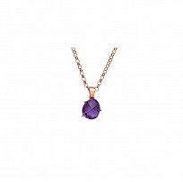 ROSE PLATED 925 Sterling Silver AMETHYST COCKTAIL PENDANT W/CHAIN