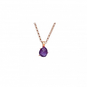 ROSE PLATED 925 Sterling Silver AMETHYST COCKTAIL PENDANT W/CHAIN