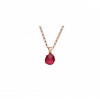 ROSE PLATED 925 Sterling Silver RUBY COCKTAIL PENDANT W/CHAIN