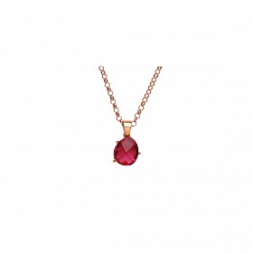 ROSE PLATED 925 Sterling Silver RUBY COCKTAIL PENDANT W/CHAIN