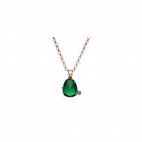 ROSE PLATED 925 Sterling Silver EMERALD COCKTAIL PENDANT W/CHAIN