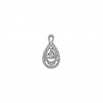 925 Sterling Silver CZ Pave Set Floating Solitaire Stone Fancy Pendant