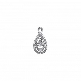 925 Sterling Silver CZ Pave Set Floating Solitaire Stone Fancy Pendant