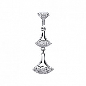 925 Sterling Silver CZ Fancy Drop Pendant