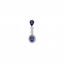 925 Sterling Silver CZ & Sapphire Fancy Drop Pendant