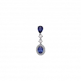 925 Sterling Silver CZ & Sapphire Fancy Drop Pendant