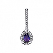 925 Sterling Silver CZ & Sapphire Fancy Drop Pendant