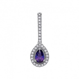 925 Sterling Silver CZ & Sapphire Fancy Drop Pendant
