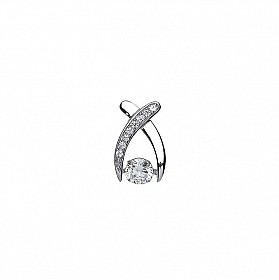 925 Sterling Silver CZ Dancing Floating Solitaire Kiss Pendant