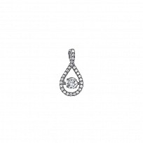 925 Sterling Silver CZ Floating Solitaire Stone Tear Drop Pendant