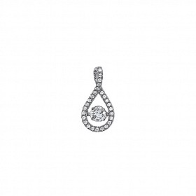 925 Sterling Silver CZ Floating Solitaire Stone Tear Drop Pendant