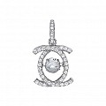 925 Sterling Silver CZ Double C Floating Stone Pendant