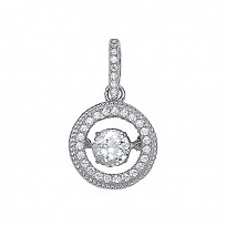 925 Sterling Silver CZ Round Floating Stone Pendant