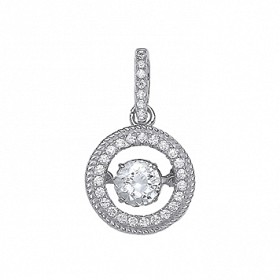 925 Sterling Silver CZ Round Floating Stone Pendant