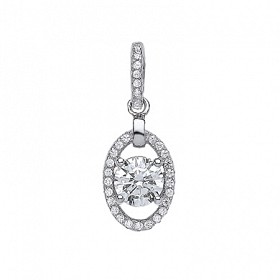 925 Sterling Silver CZ Pave Oval Fancy Pendant