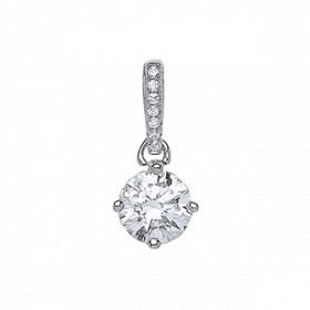 925 Sterling Silver Swarovski Stone Round Claw Set Pendant