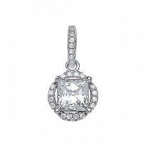 925 Sterling Silver CZ Pave Round Fancy Pendant