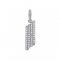 925 Sterling Silver CZ Pave 4 Line Drop Pendant