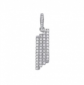 925 Sterling Silver CZ Pave 4 Line Drop Pendant
