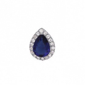 925 Sterling Silver CZ & Sapphire Tear Drop Pendant