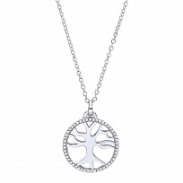 925 Sterling Silver CZ Tree Of Life Pendant with Chain