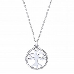925 Sterling Silver CZ Tree Of Life Pendant with Chain