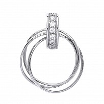 925 Sterling Silver CZ Fancy Russian Ring Trio Pendant