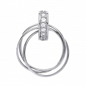 925 Sterling Silver CZ Fancy Russian Ring Trio Pendant
