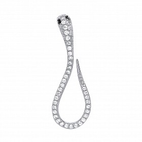 925 Sterling Silver CZ Pave Set Snake Pendant