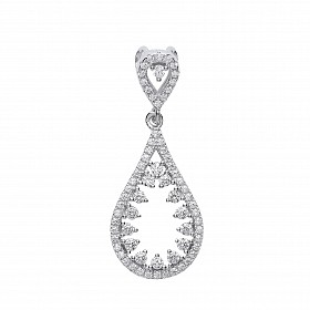 925 Sterling Silver CZ Fancy Tear Drop Pendant