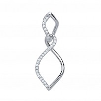 925 Sterling Silver CZ Fany Twist Drop Pendant