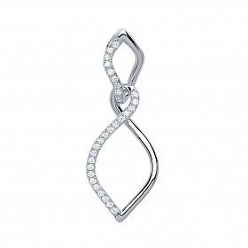 925 Sterling Silver CZ Fany Twist Drop Pendant