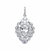 925 Sterling Silver CZ Cluster Fancy Drop Pendant