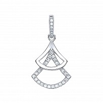 925 Sterling Silver CZ Fancy Drop Pendant