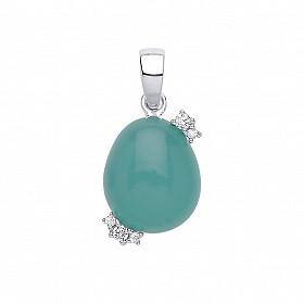 925 Sterling Silver CZ & Emerald Fancy Pendant