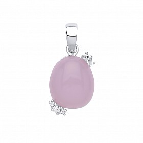 925 Sterling Silver CZ & Vintage Rose Stone Fancy Pendant