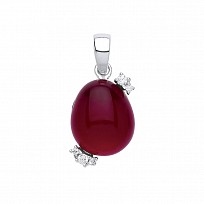 925 Sterling Silver CZ & Ruby Fancy Pendant