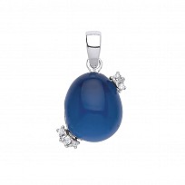 925 Sterling Silver CZ & Sapphire Fancy Pendant