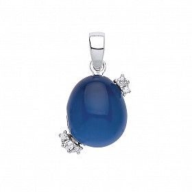 925 Sterling Silver CZ & Sapphire Fancy Pendant