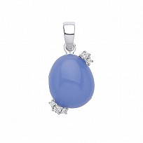 925 Sterling Silver CZ & Violet Stone Fancy Pendant