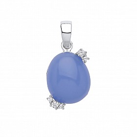 925 Sterling Silver CZ & Violet Stone Fancy Pendant