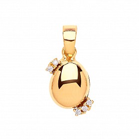 Gold Plated CZ Oval Polished Fancy Pendant