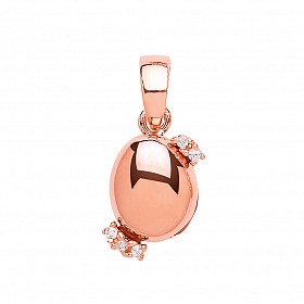 Rose Gold Plated CZ Oval Polished Fancy Pendant